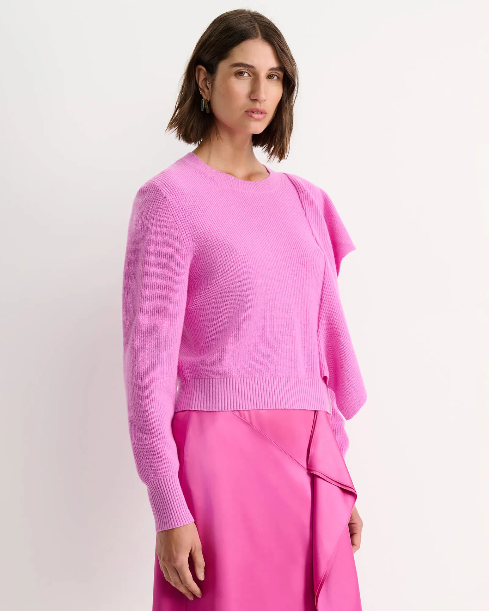 Fashion Sportscraft Pearl Ruffle Sweater in Grape