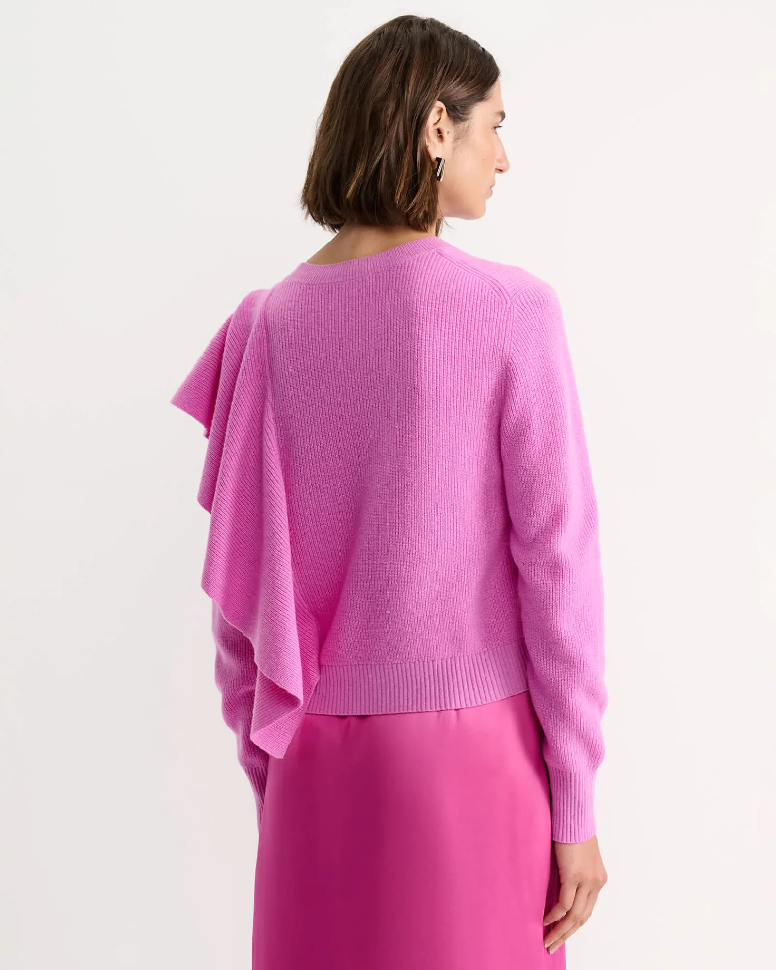 Fashion Sportscraft Pearl Ruffle Sweater in Grape