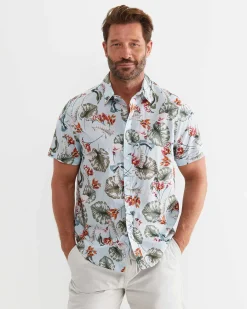 Outlet Sportscraft Percy Short Sleeve Cotton Shirt in Blue Multi BlueMulti