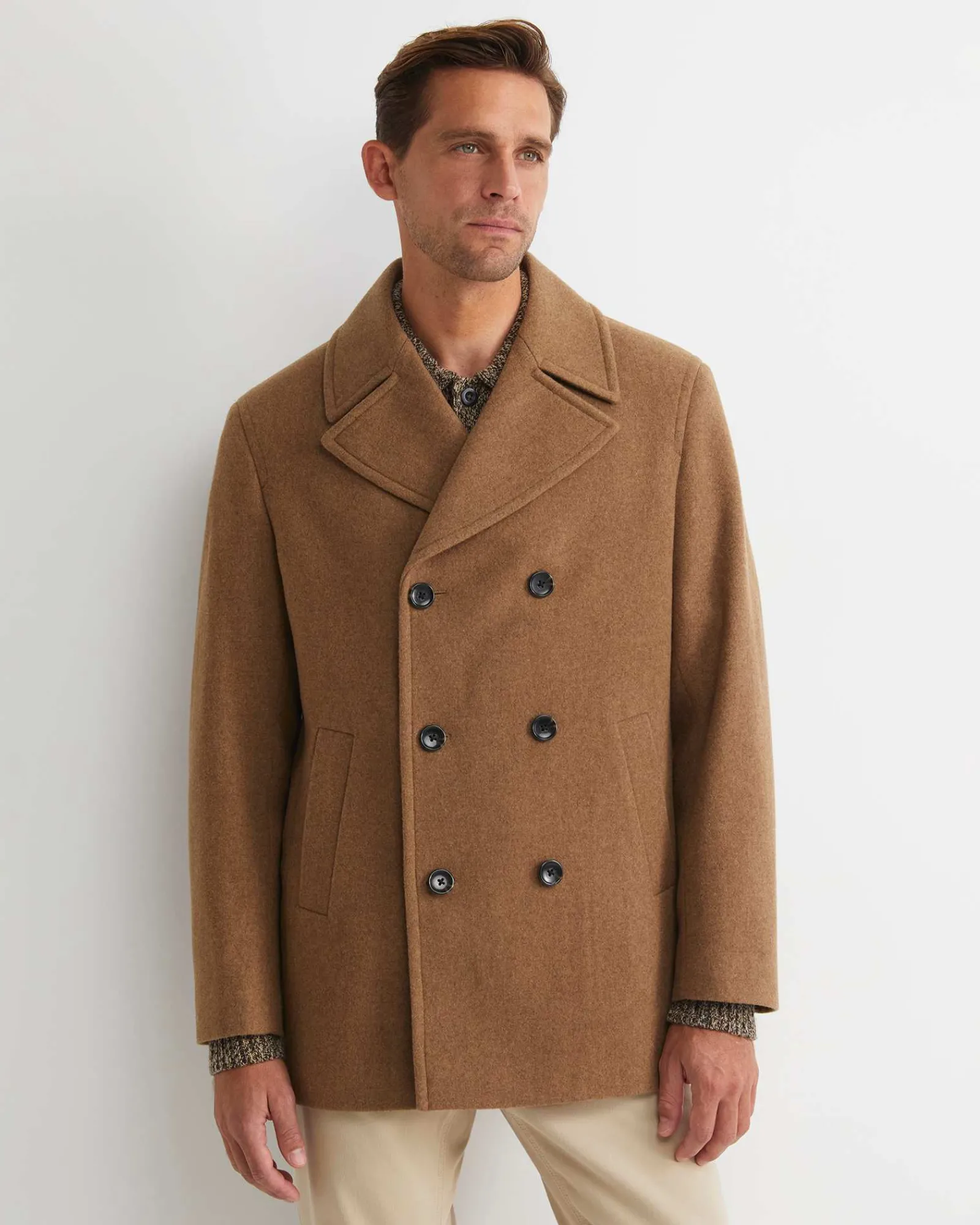 Outlet Sportscraft Phillip Wool Blend Peacoat in Camel