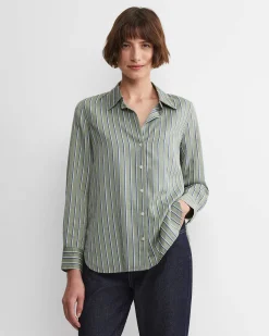 Clearance Sportscraft Pia Stripe Cotton Silk Shirt in Multi