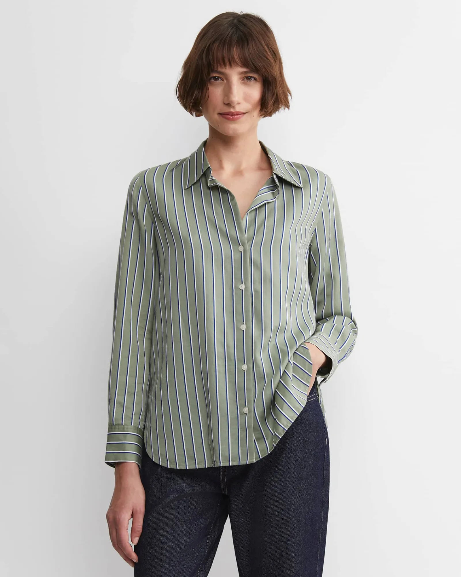 Clearance Sportscraft Pia Stripe Cotton Silk Shirt in Multi
