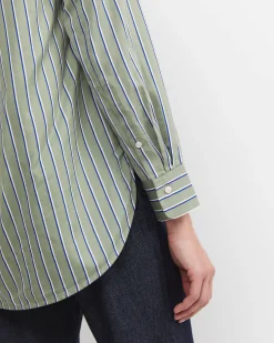 Clearance Sportscraft Pia Stripe Cotton Silk Shirt in Multi