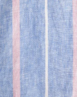 Online Sportscraft Redfern Short Sleeve Linen Stripe Shirt in Pinkblue Pink/blue