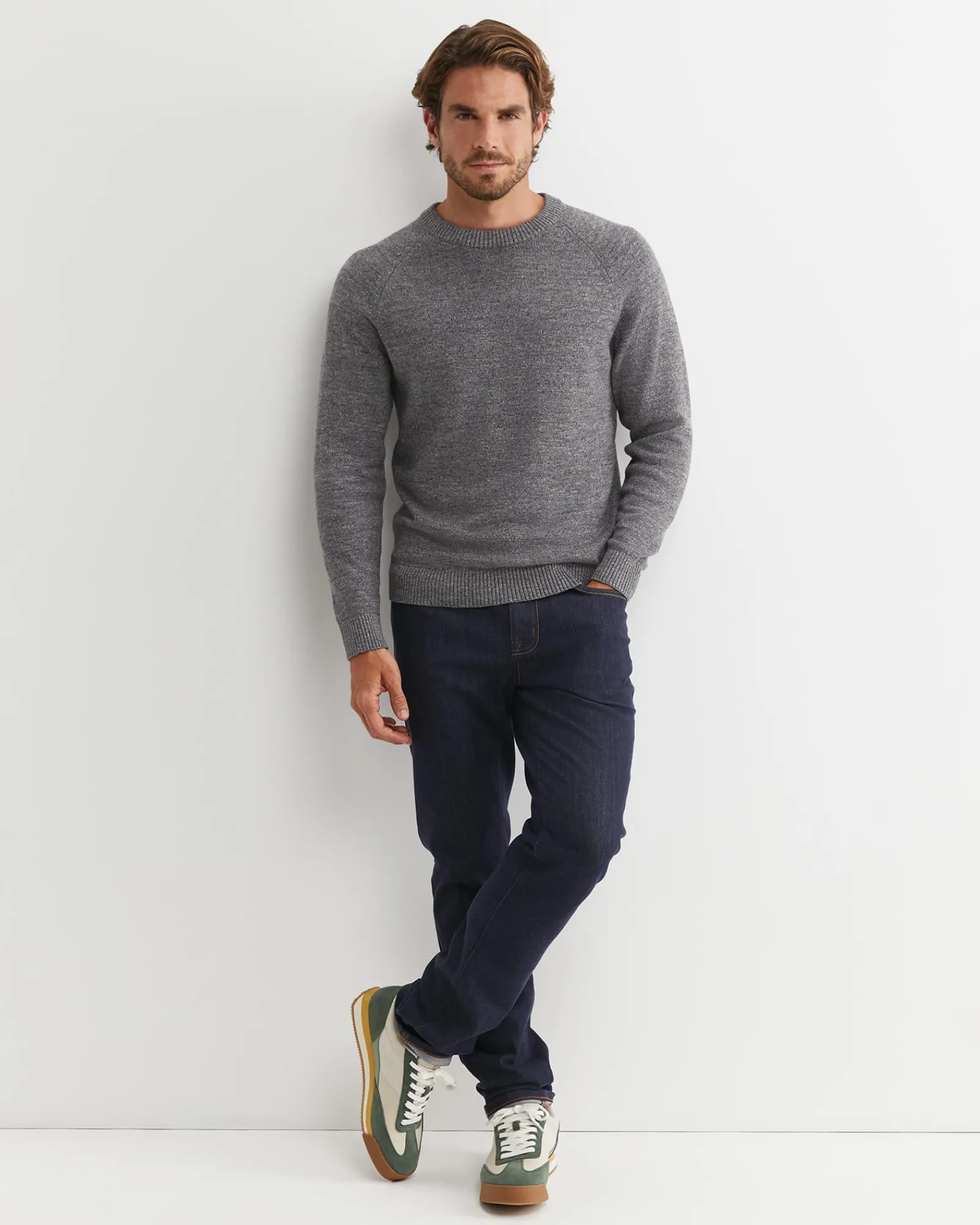 Outlet Sportscraft Riley Raglan Crew Neck Knit in Light Grey LightGrey