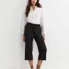 Clearance Sportscraft Rosa Bead Trim Crop Linen Pant in Black
