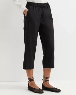 Clearance Sportscraft Rosa Bead Trim Crop Linen Pant in Black