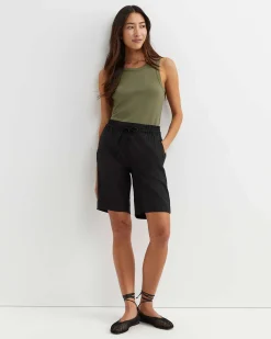 Best Sportscraft Rosa Bead Trim Linen Short in Black