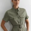 Best Sportscraft Rosa Belted Shirt Dress in Khaki
