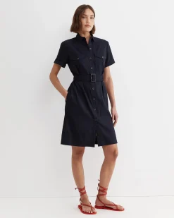 Discount Sportscraft Rosa Belted Shirt Dress in Classic Navy ClassicNavy