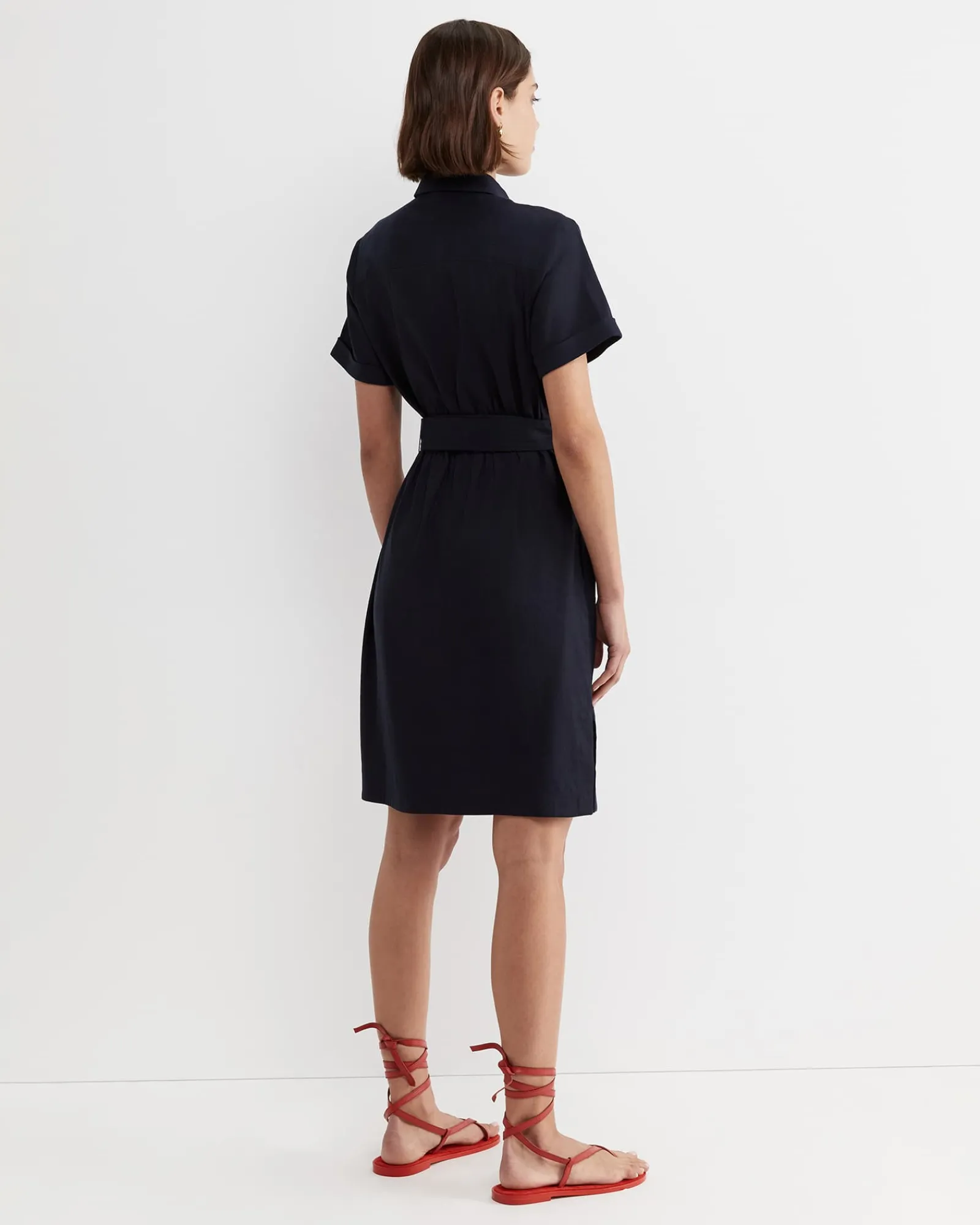Discount Sportscraft Rosa Belted Shirt Dress in Classic Navy ClassicNavy