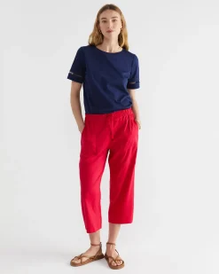 Fashion Sportscraft Rosa Crop Linen Pant in Bright Pink BrightPink