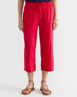 Fashion Sportscraft Rosa Crop Linen Pant in Bright Pink BrightPink