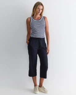Best Sportscraft Rosa Crop Linen Pant in Classic Navy ClassicNavy