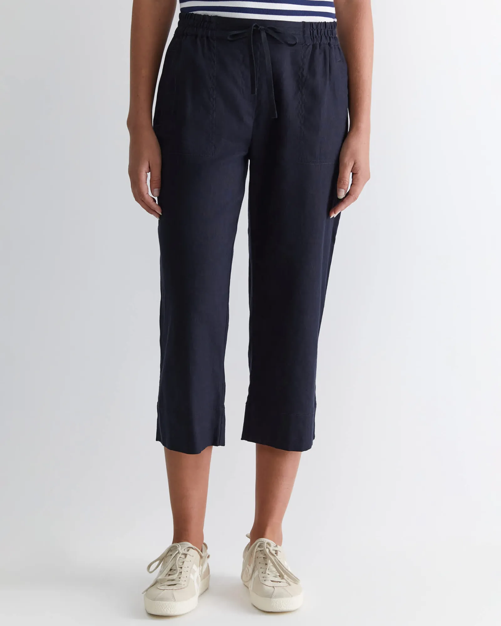 Best Sportscraft Rosa Crop Linen Pant in Classic Navy ClassicNavy