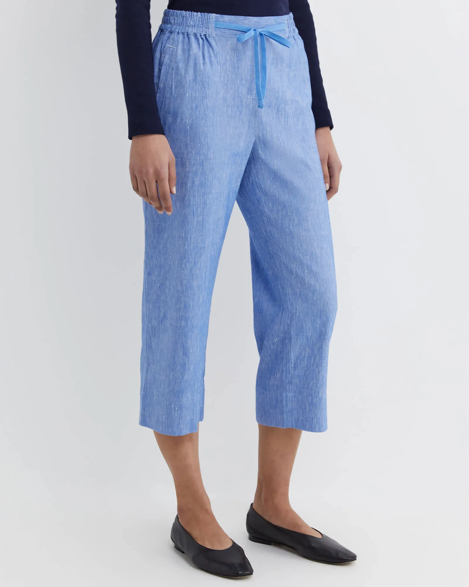 Clearance Sportscraft Rosa Crop Linen Pant in Cerulean