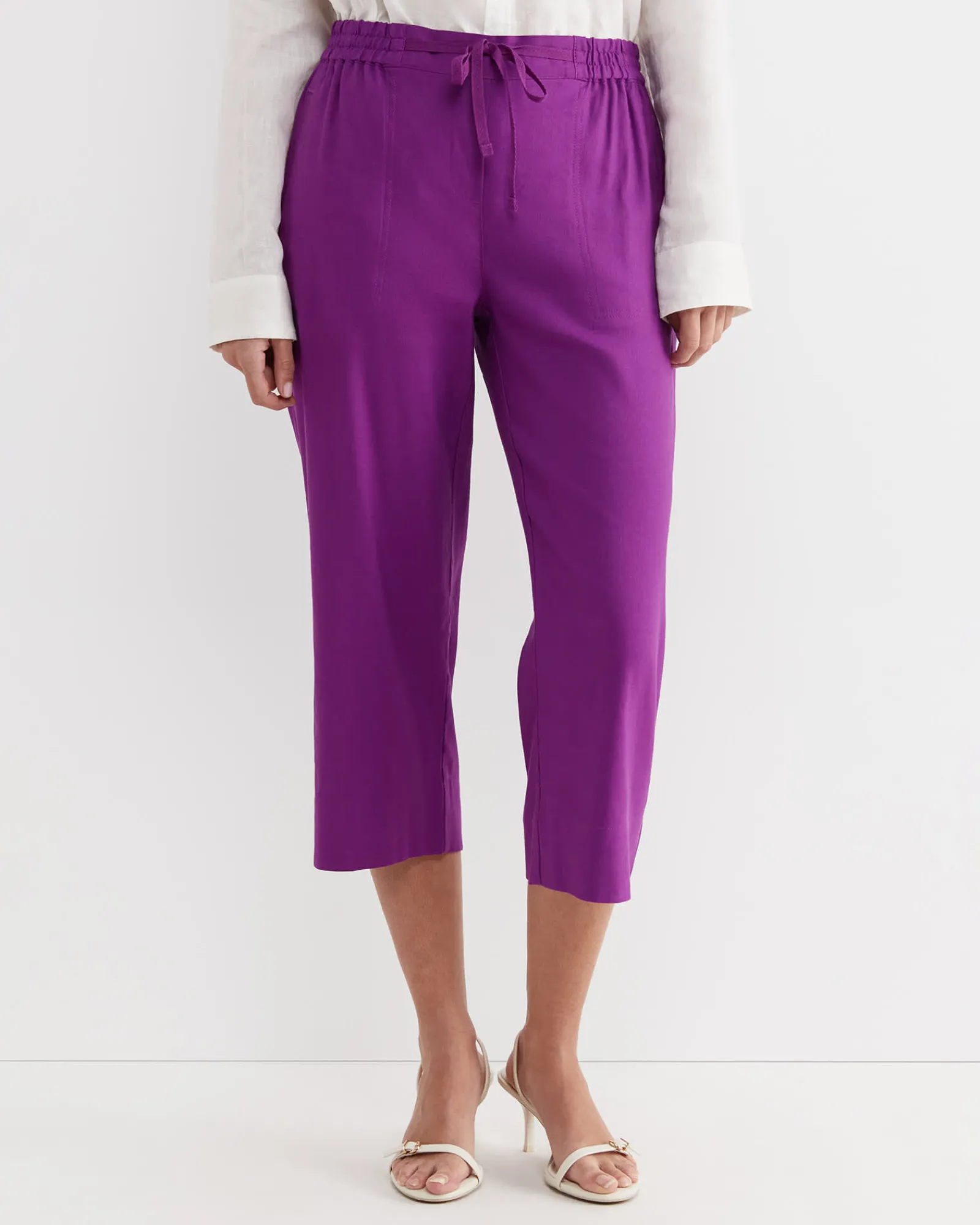 New Sportscraft Rosa Crop Linen Pant in Hydrangea