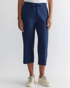 Fashion Sportscraft Rosa Crop Linen Pant in Indigo