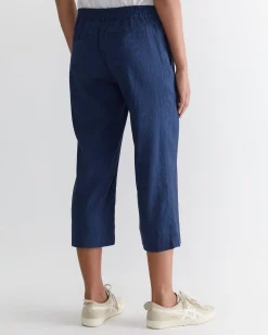 Fashion Sportscraft Rosa Crop Linen Pant in Indigo