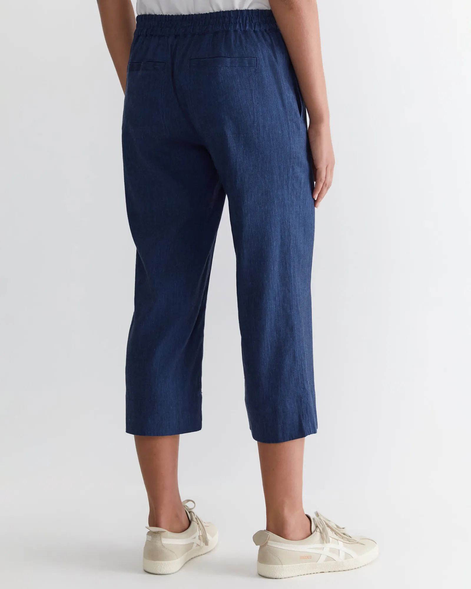 Fashion Sportscraft Rosa Crop Linen Pant in Indigo