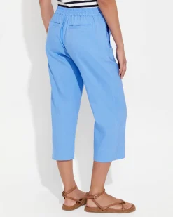 Clearance Sportscraft Rosa Crop Linen Pant in Moroccan Blue MoroccanBlue