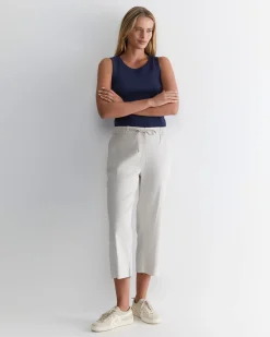 New Sportscraft Rosa Crop Linen Pant in Natural