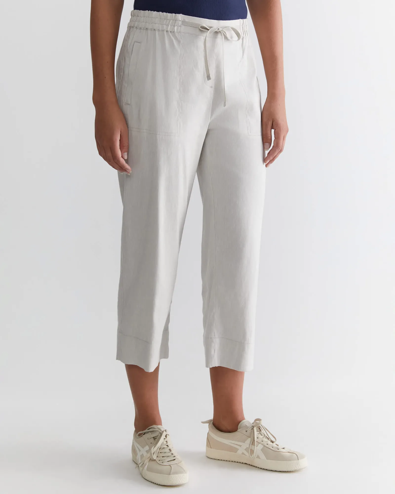New Sportscraft Rosa Crop Linen Pant in Natural