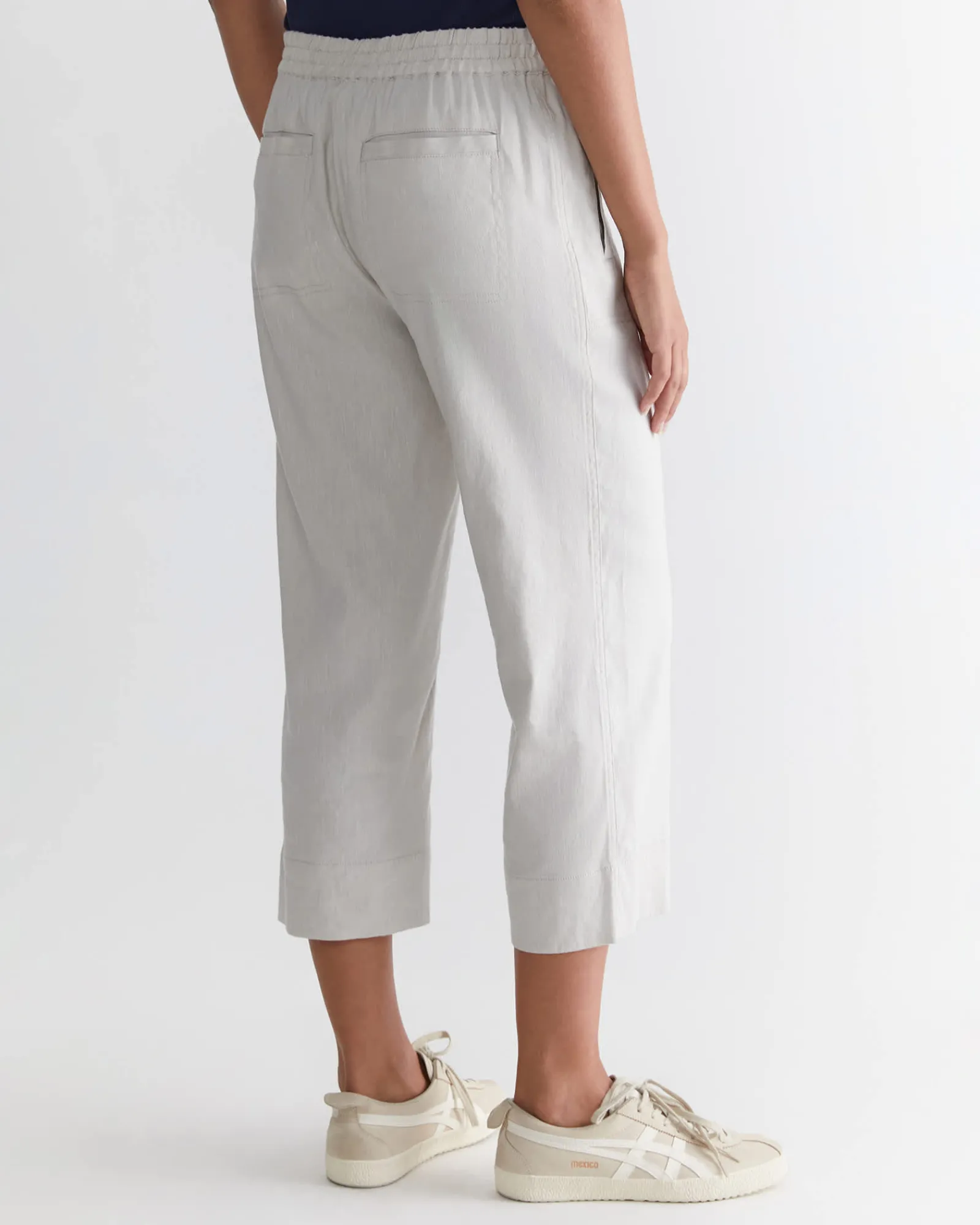 New Sportscraft Rosa Crop Linen Pant in Natural