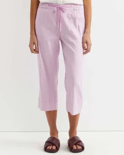 New Sportscraft Rosa Crop Linen Pant in Orchid