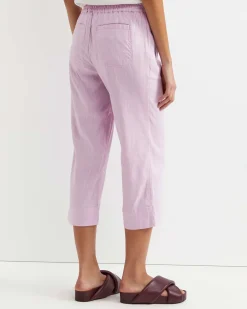 New Sportscraft Rosa Crop Linen Pant in Orchid