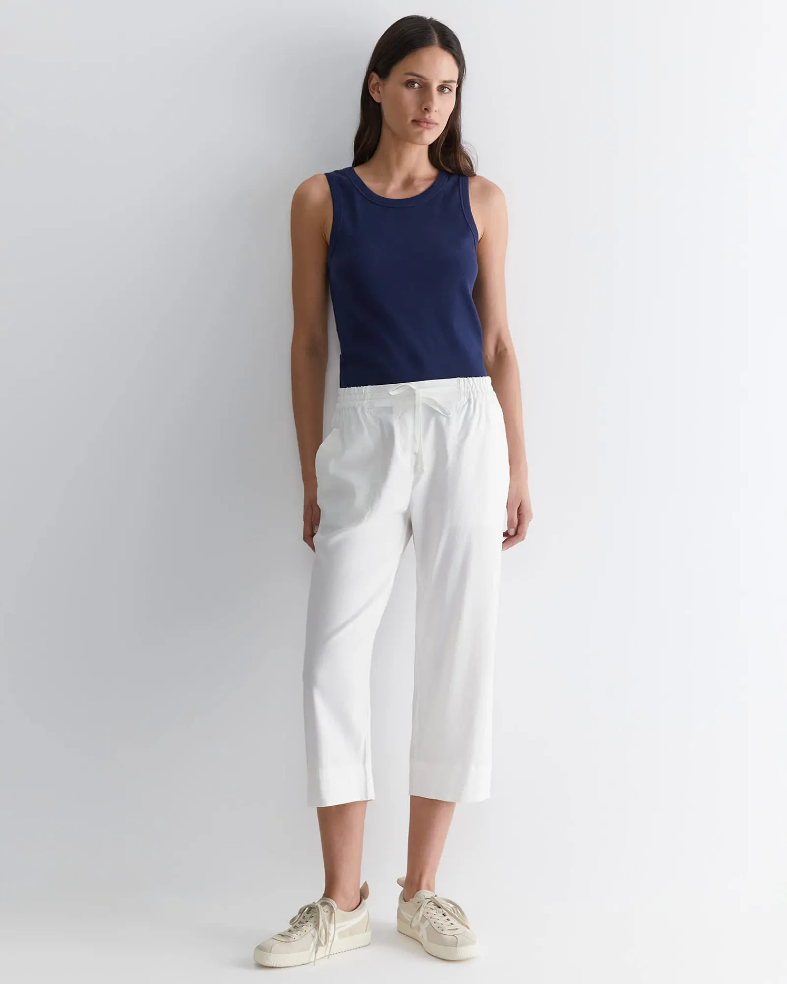 Fashion Sportscraft Rosa Crop Linen Pant in White