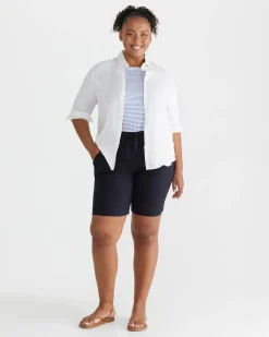 Discount Sportscraft Rosa Linen Short in Classic Navy ClassicNavy