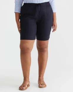 Discount Sportscraft Rosa Linen Short in Classic Navy ClassicNavy