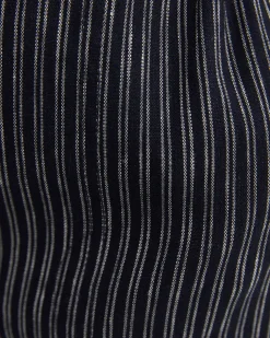 Clearance Sportscraft Rosa Stripe Crop Linen Pant in Navywhite Navy/white