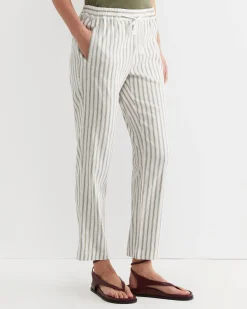 Fashion Sportscraft Rosa Stripe Linen Pant in Whitekhaki White/khaki