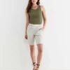 Best Sportscraft Rosa Stripe Linen Short in Whitekhaki White/khaki