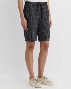 Best Sportscraft Rosa Stripe Linen Short in Navywhite Navy/white