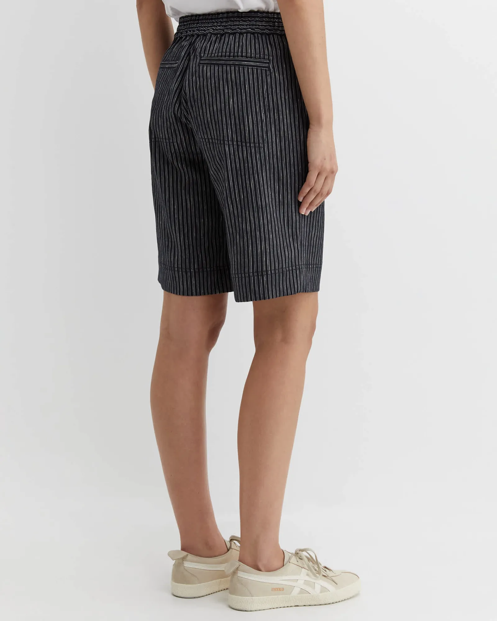 Best Sportscraft Rosa Stripe Linen Short in Navywhite Navy/white