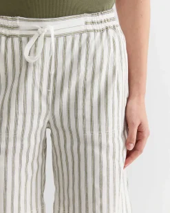 Best Sportscraft Rosa Stripe Linen Short in Whitekhaki White/khaki