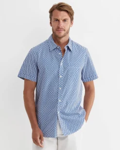 Outlet Sportscraft Russel Short Sleeve Shirt in Whitemulti White/multi