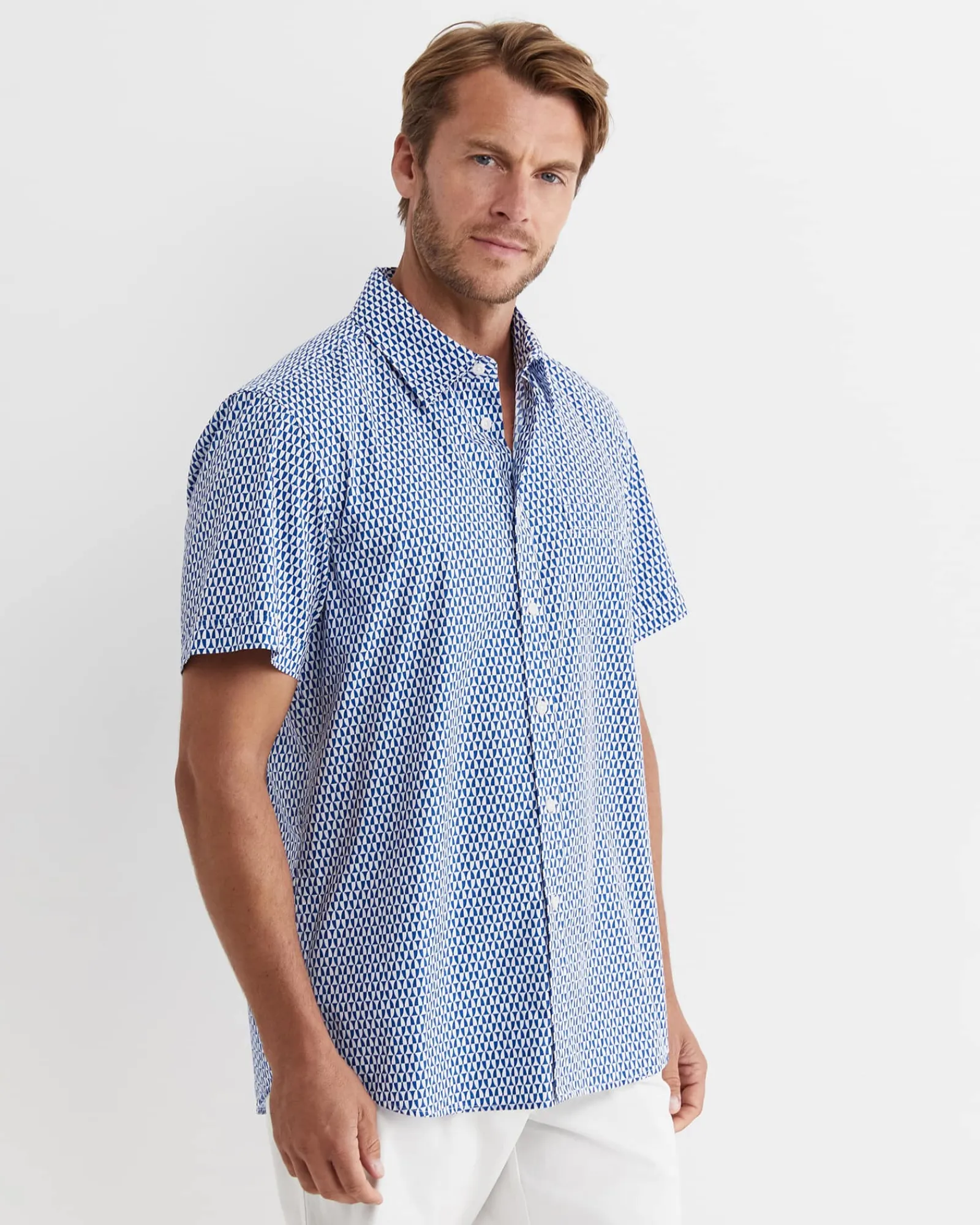 Outlet Sportscraft Russel Short Sleeve Shirt in Whitemulti White/multi