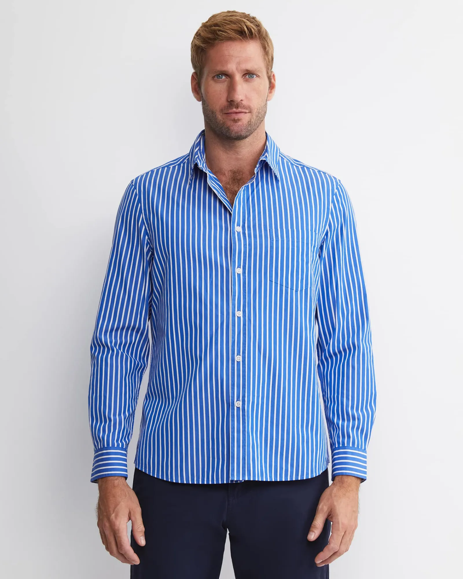 Hot Sportscraft Ryan Long Sleeve Stripe Shirt in Dutch Blue DutchBlue