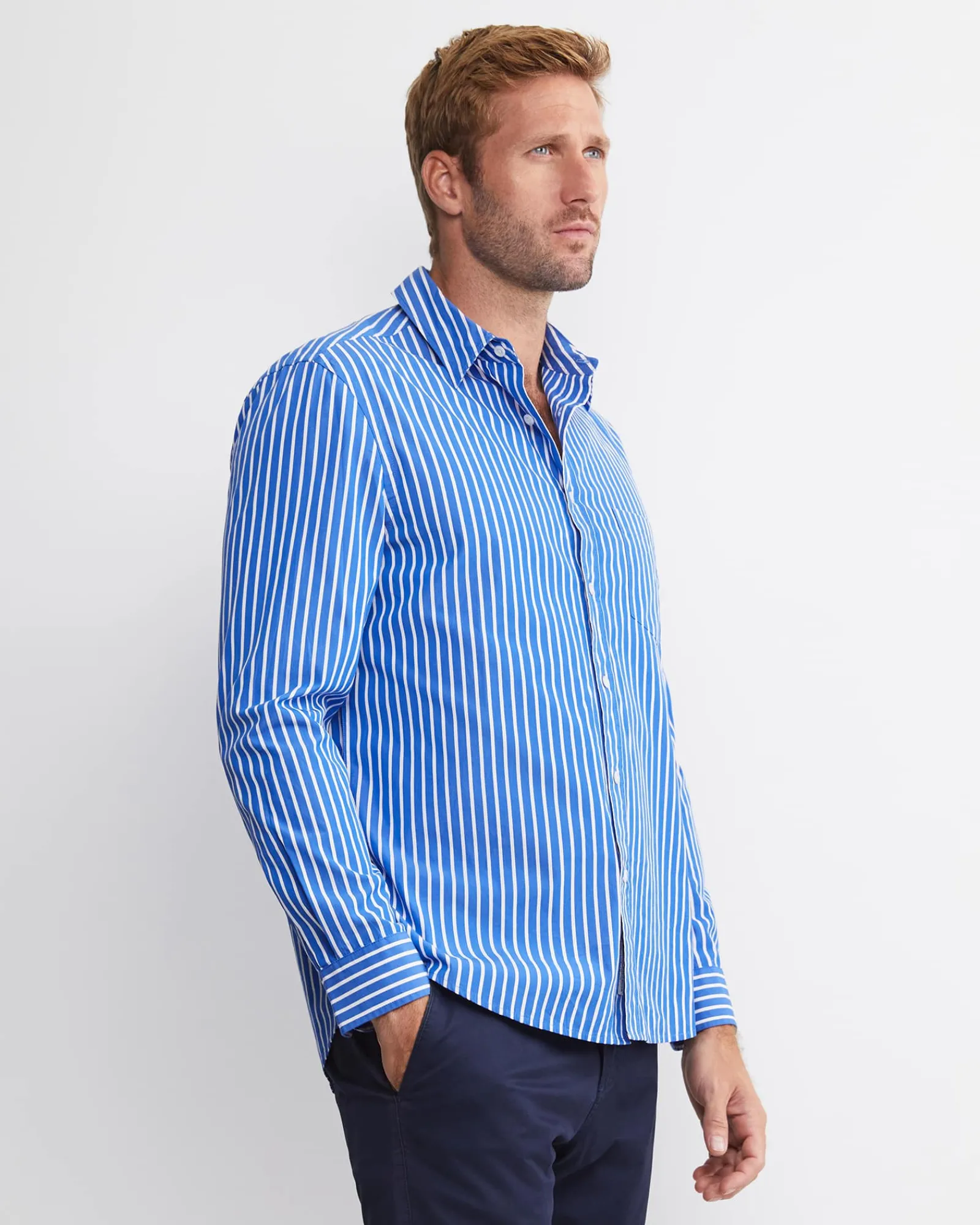 Hot Sportscraft Ryan Long Sleeve Stripe Shirt in Dutch Blue DutchBlue