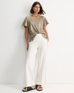 New Sportscraft Sammi Sequin Short Sleeve Top in Gold