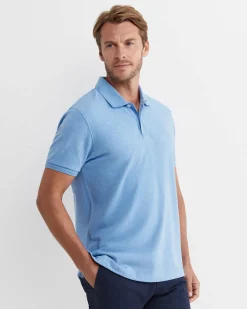 Clearance Sportscraft SC Melange Pique Polo in Blue Melange BlueMelange