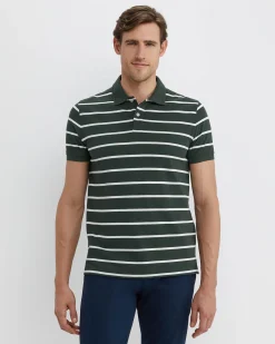 Outlet Sportscraft SC Stripe Pique Polo in Forest
