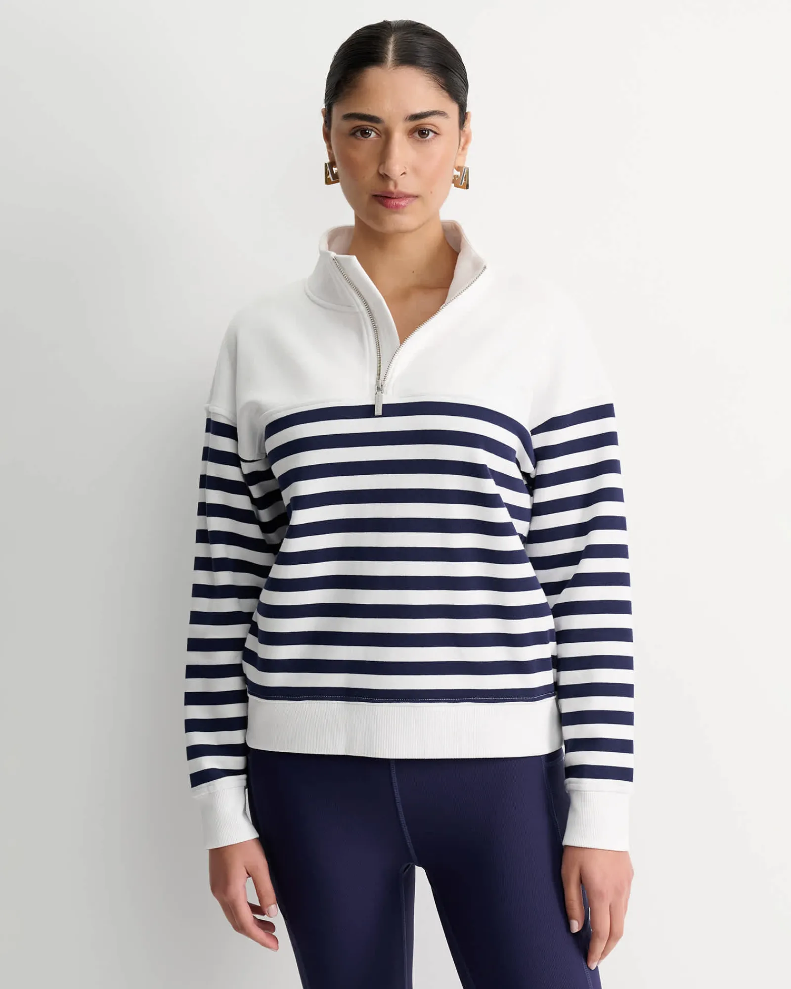 Sale Sportscraft SC Stripe Quarter Zip Sweat in Whitenavy White/navy