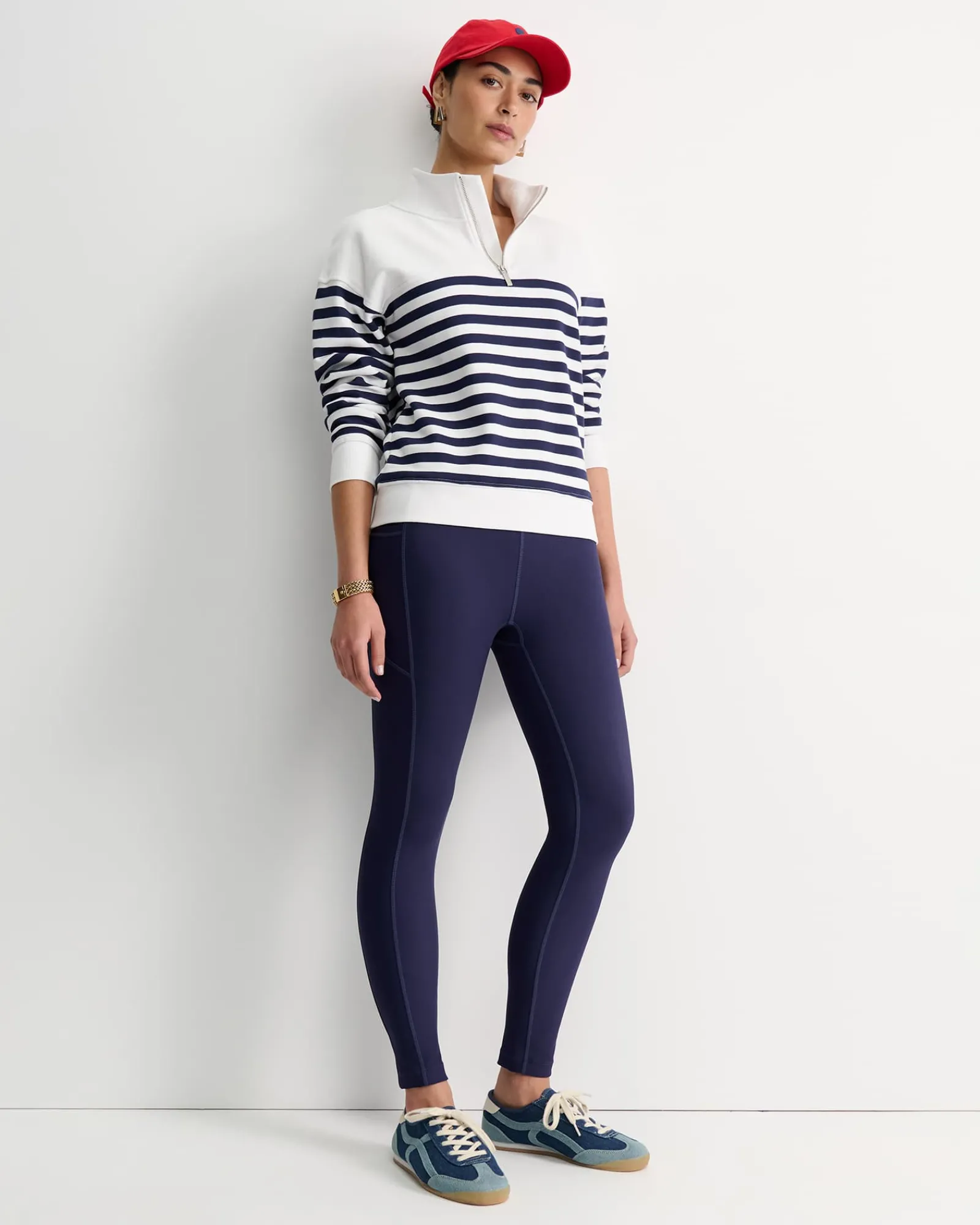 Sale Sportscraft SC Stripe Quarter Zip Sweat in Whitenavy White/navy