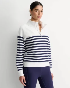Sale Sportscraft SC Stripe Quarter Zip Sweat in Whitenavy White/navy