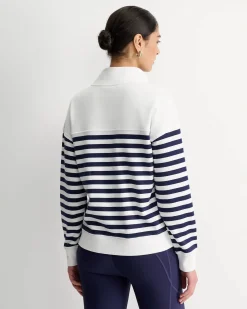 Sale Sportscraft SC Stripe Quarter Zip Sweat in Whitenavy White/navy